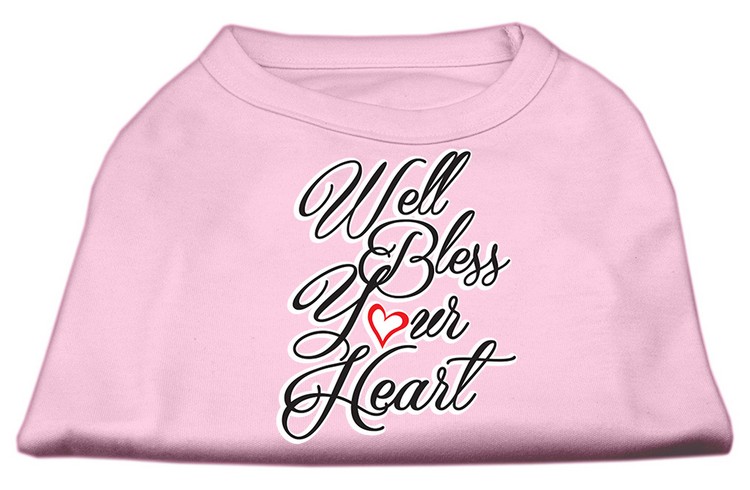 Well Bless Your Heart Screen Print Dog Shirt Light Pink XXXL